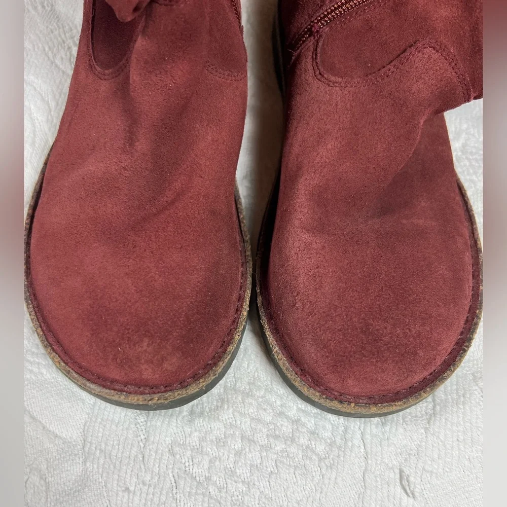 Birkenstock Luton Port Wine Suede Ankle Boots Burgundy Red Side Zip